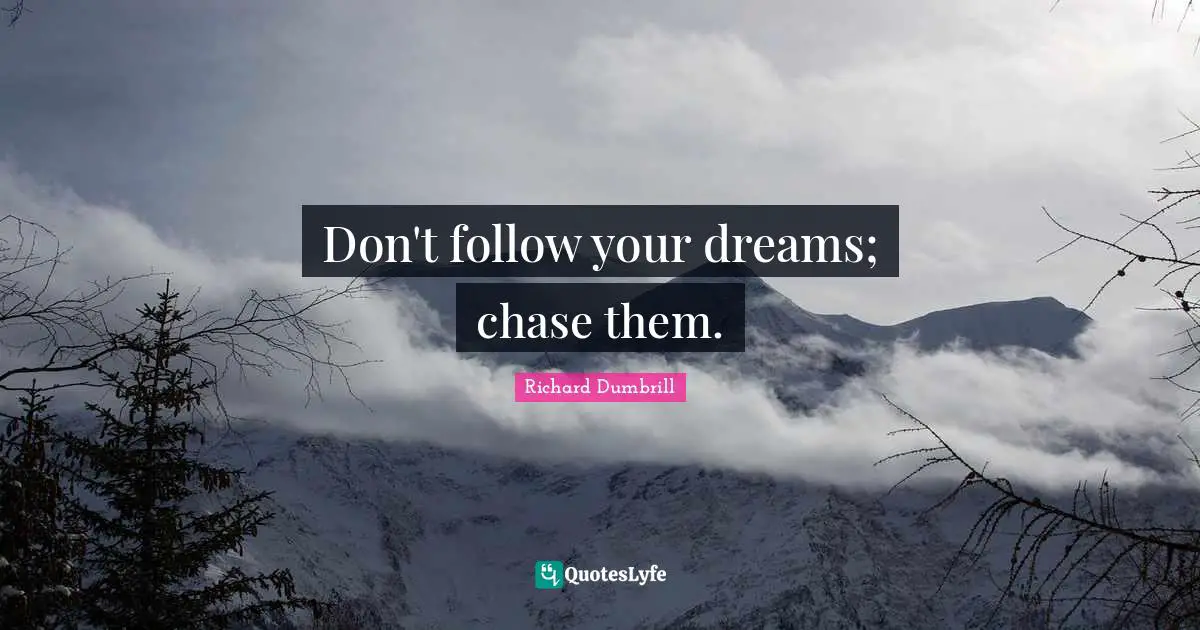Don't follow your dreams; chase them.