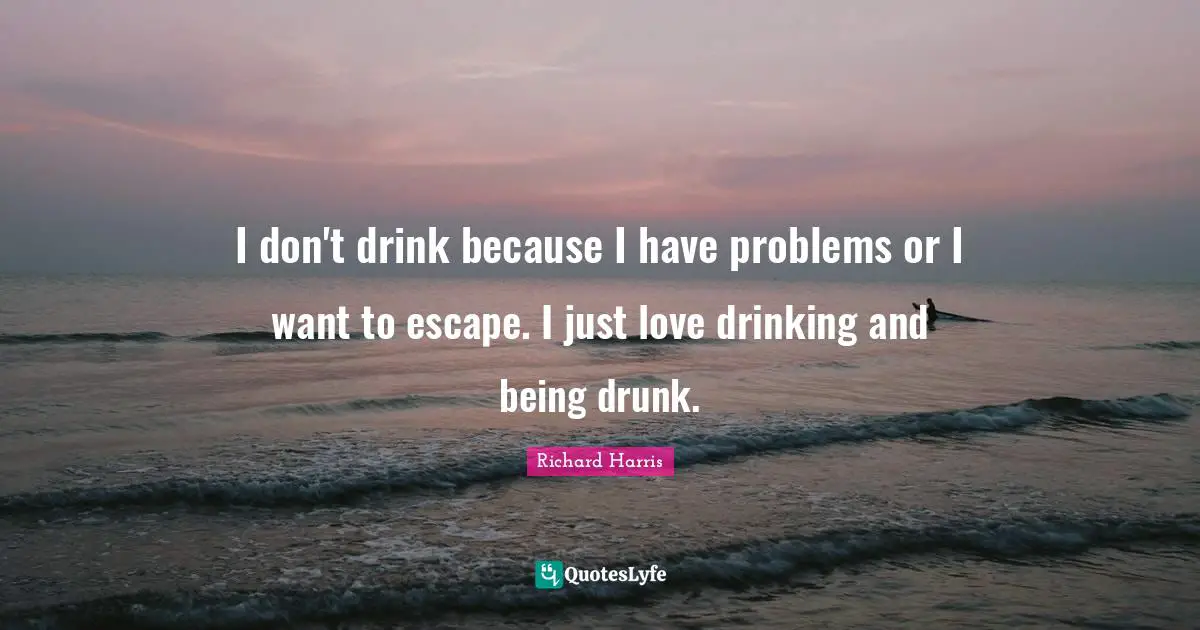 I don't drink because I have problems or I want to escape. I just love drinking and being drunk.