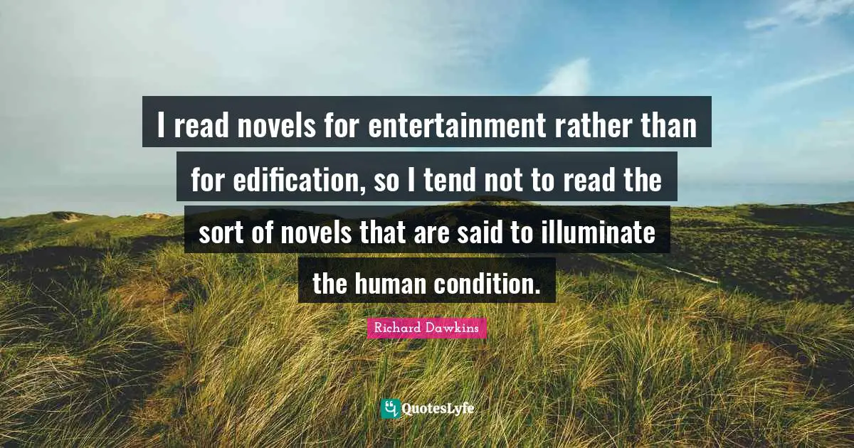 I read novels for entertainment rather than for edification, so I tend not to read the sort of novels that are said to illuminate the human condition.