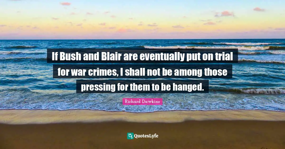 If Bush and Blair are eventually put on trial for war crimes, I shall not be among those pressing for them to be hanged.