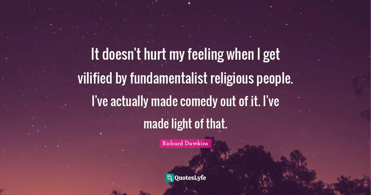 Fundamentalist Quotes: "It doesn't hurt my feeling when I get vilified by fundamentalist religious people. I've actually made comedy out of it. I've made light of that."