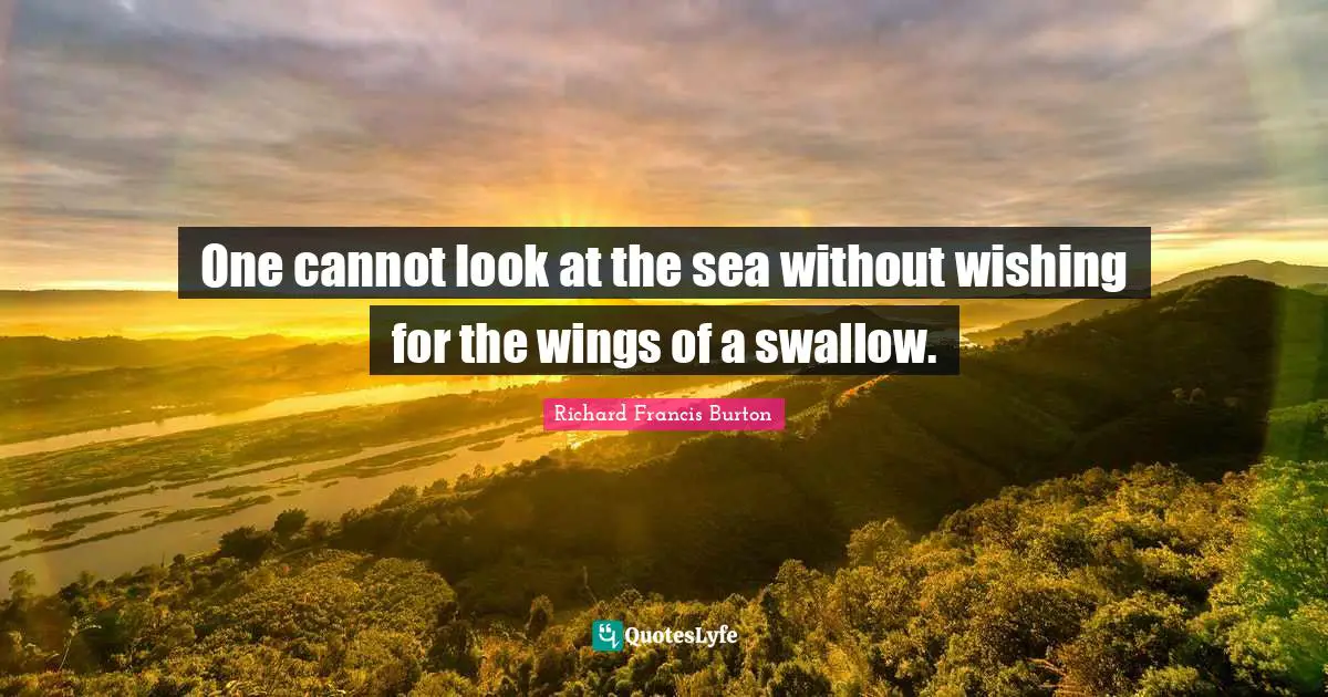 Richard Francis Burton Quotes: "One cannot look at the sea without wishing for the wings of a swallow."