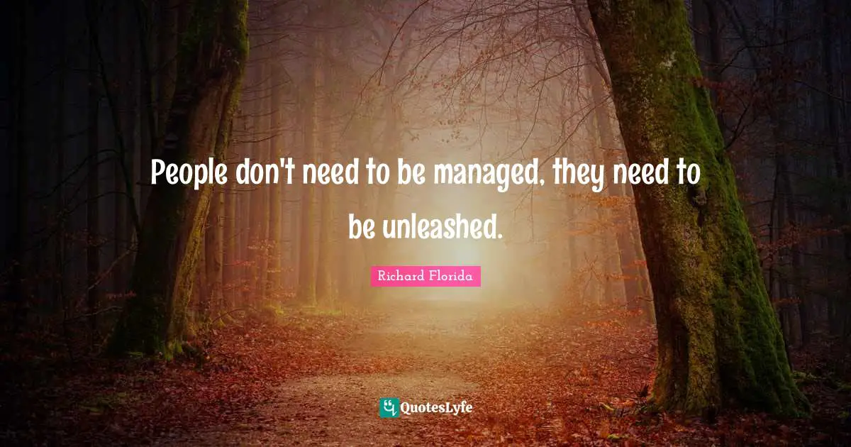 People don't need to be managed, they need to be unleashed.