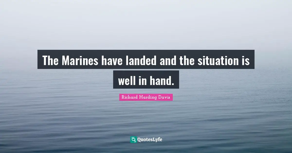 The Marines have landed and the situation is well in hand.
