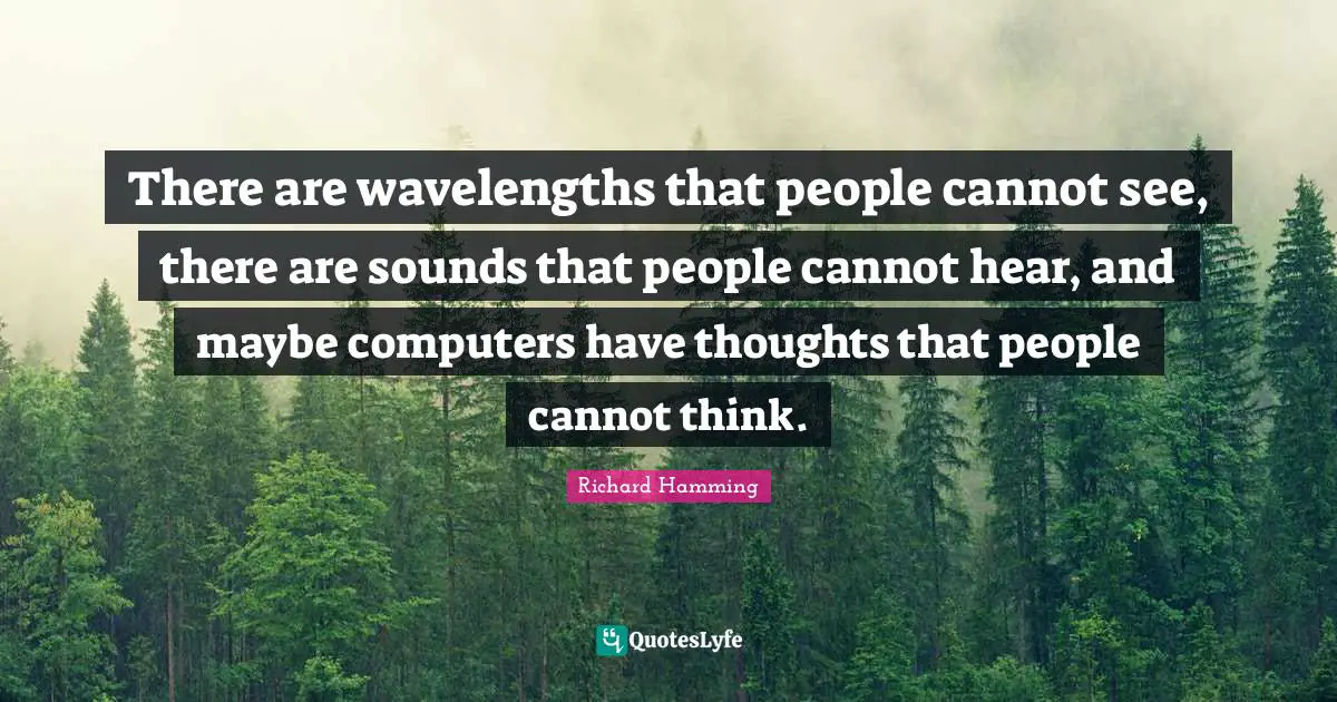 There are wavelengths that people cannot see, there are sounds that people cannot hear, and maybe computers have thoughts that people cannot think.
