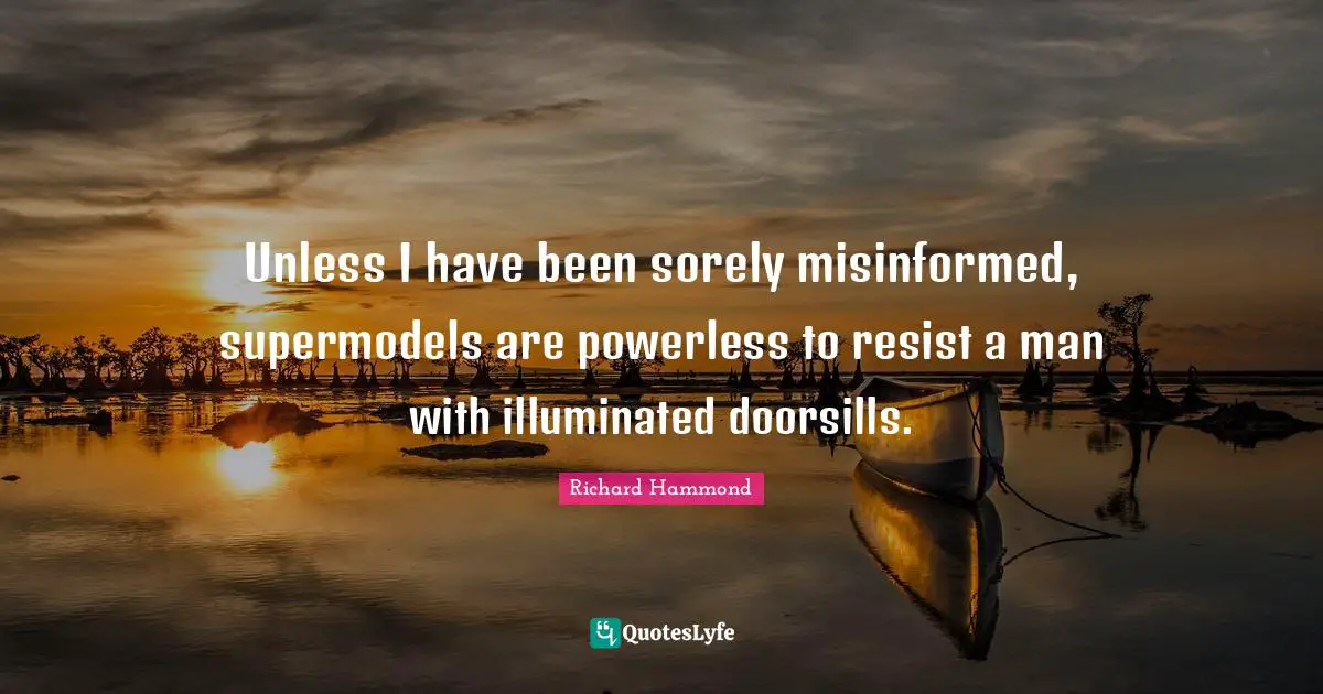 Unless I have been sorely misinformed, supermodels are powerless to resist a man with illuminated doorsills.