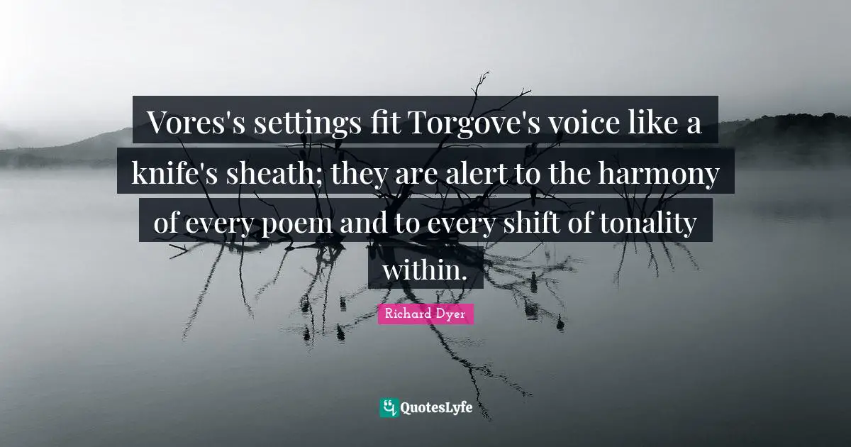 Vores's settings fit Torgove's voice like a knife's sheath; they are alert to the harmony of every poem and to every shift of tonality within.