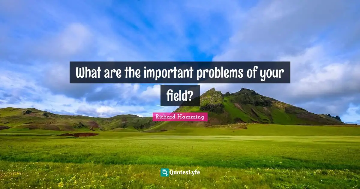 What are the important problems of your field?