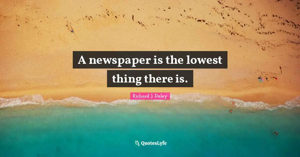 A newspaper is the lowest thing there is.