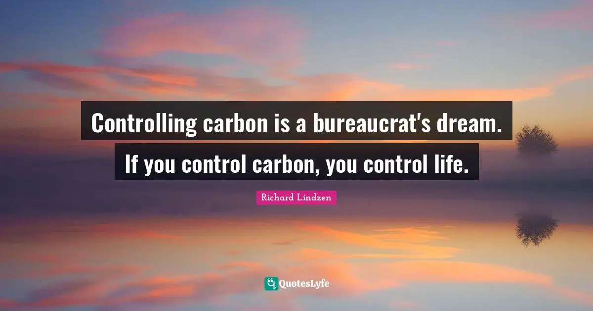 Controlling carbon is a bureaucrat's dream. If you control carbon, you control life.