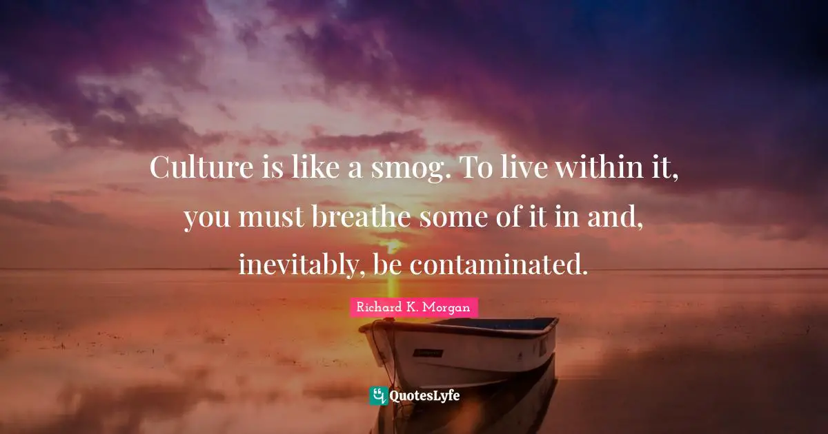 Culture is like a smog. To live within it, you must breathe some of it in and, inevitably, be contaminated.
