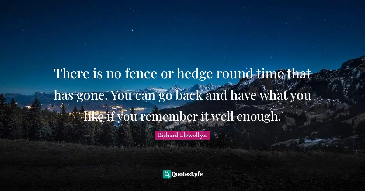 There is no fence or hedge round time that has gone. You can go back and have what you like if you remember it well enough.