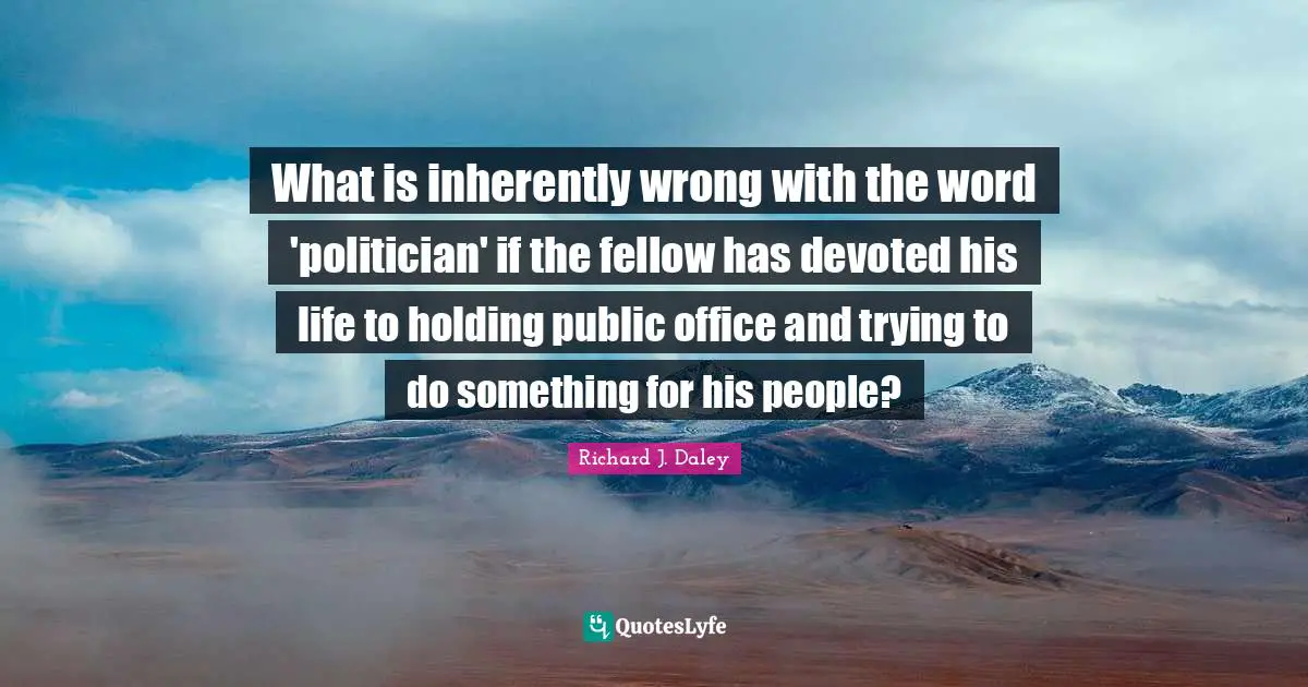 What is inherently wrong with the word 'politician' if the fellow has devoted his life to holding public office and trying to do something for his people?