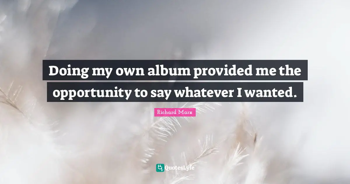 Doing Me Quotes: "Doing my own album provided me the opportunity to say whatever I wanted."