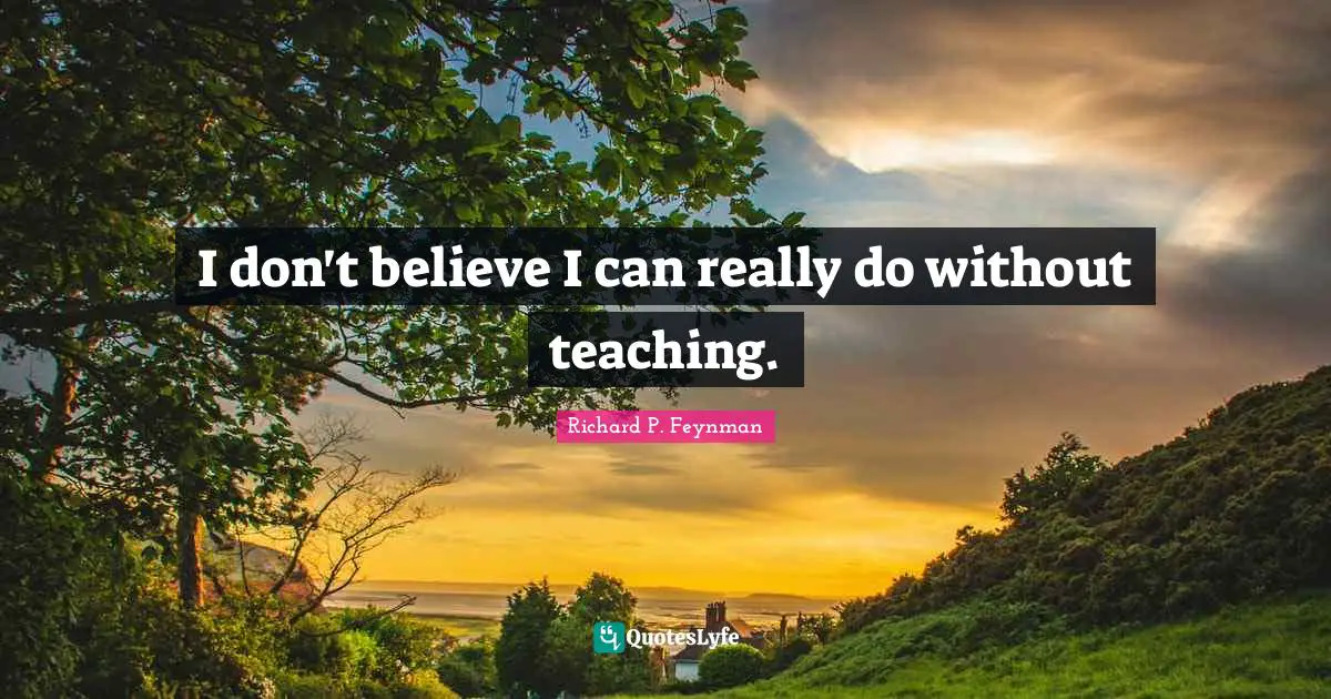 I don't believe I can really do without teaching.