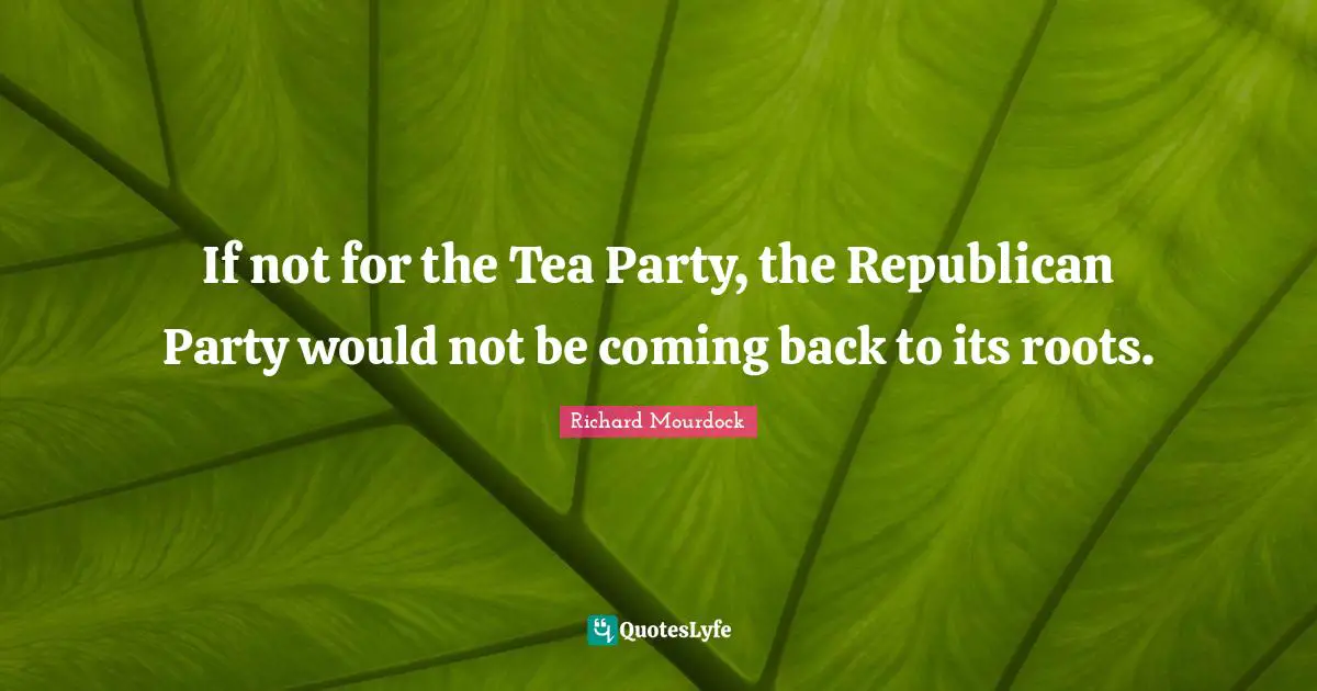 If not for the Tea Party, the Republican Party would not be coming back to its roots.