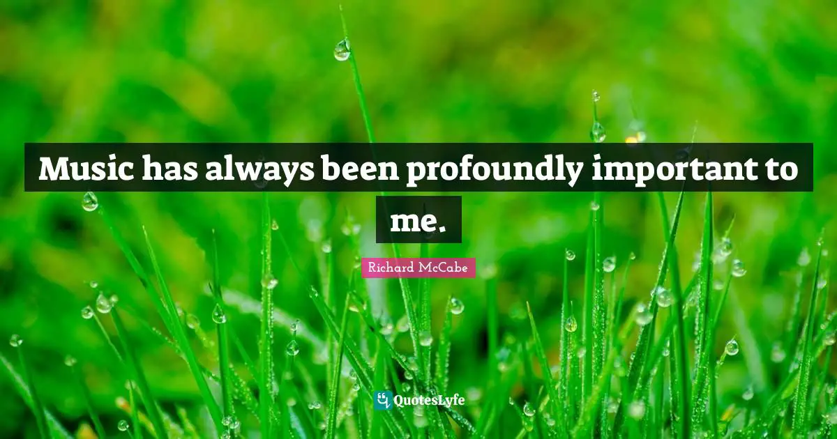Music has always been profoundly important to me.