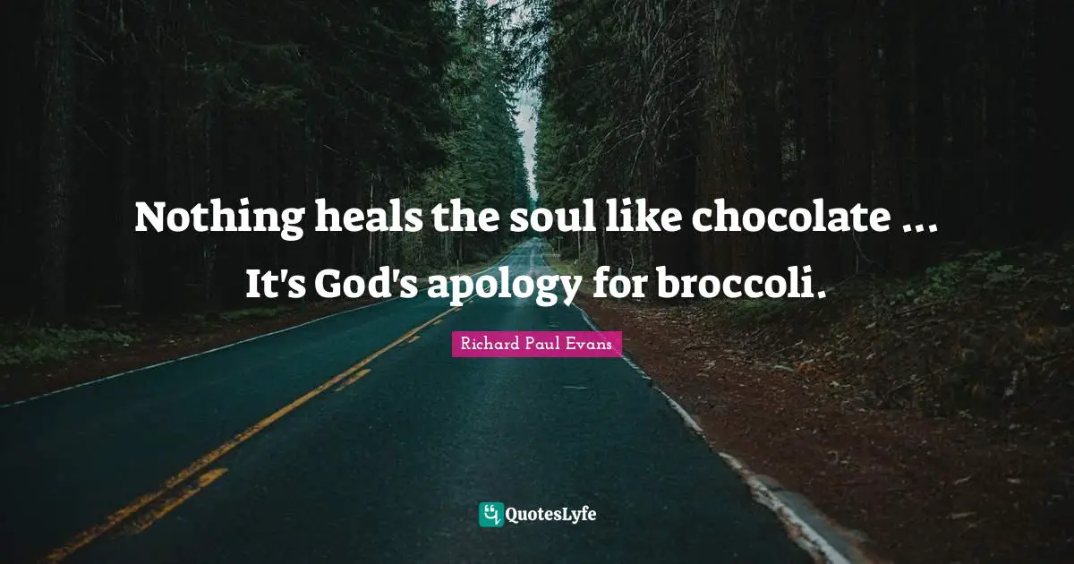Nothing heals the soul like chocolate ... It's God's apology for broccoli.
