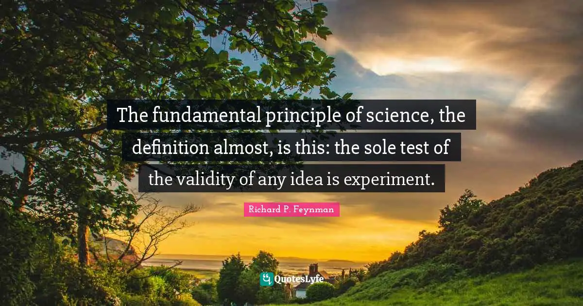 The fundamental principle of science, the definition almost, is this: the sole test of the validity of any idea is experiment.