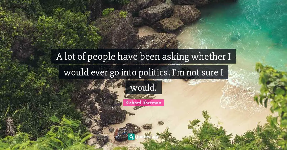 A lot of people have been asking whether I would ever go into politics. I'm not sure I would.