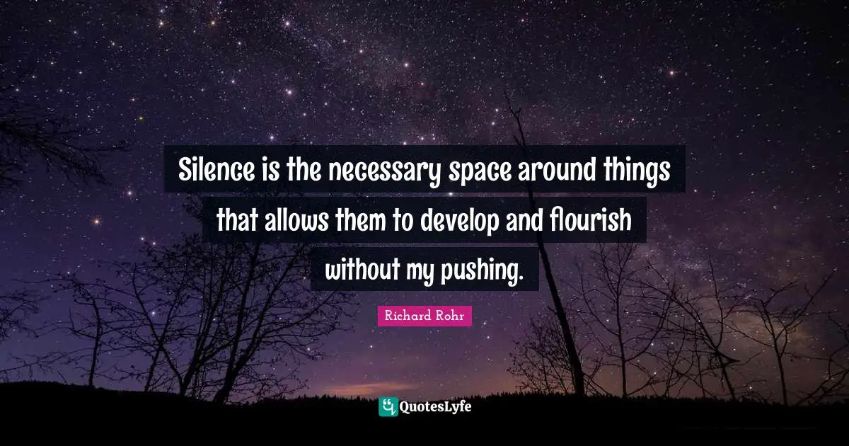 Silence is the necessary space around things that allows them to develop and flourish without my pushing.
