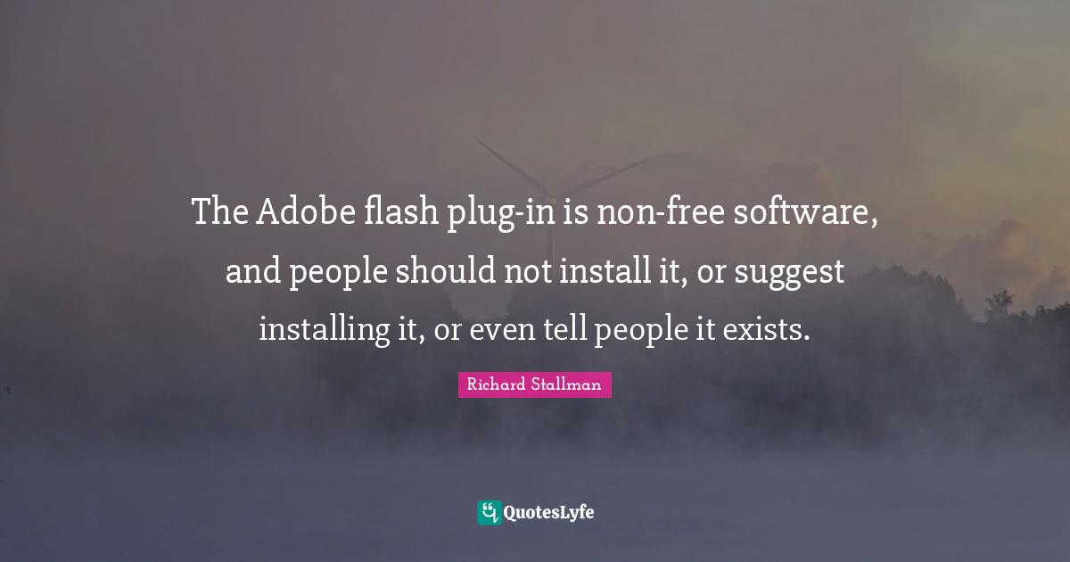 The Adobe flash plug-in is non-free software, and people should not install it, or suggest installing it, or even tell people it exists.