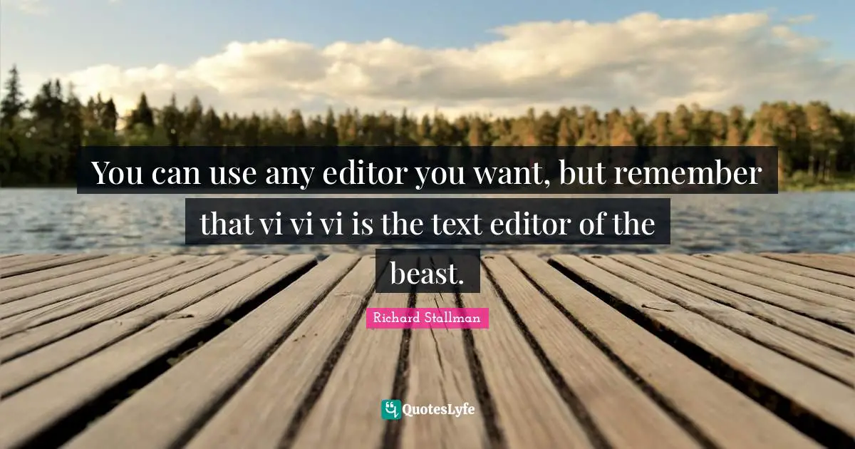 You can use any editor you want, but remember that vi vi vi is the text editor of the beast.