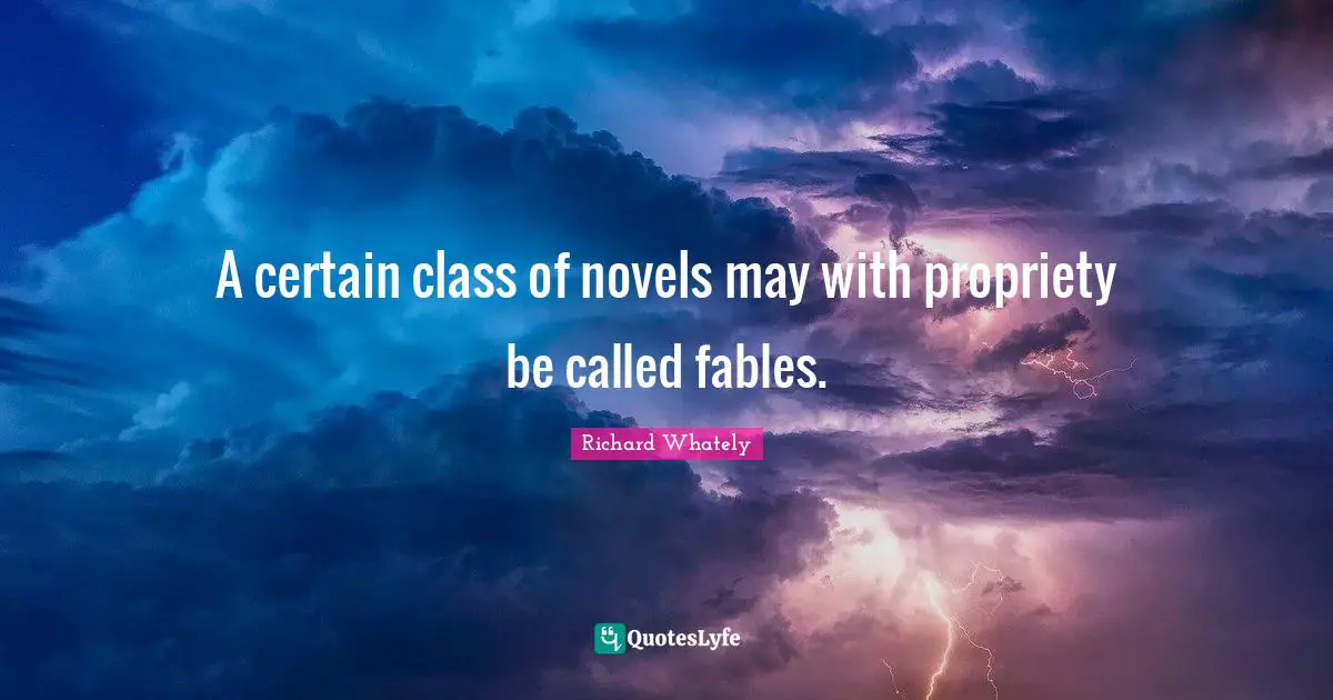 A certain class of novels may with propriety be called fables.