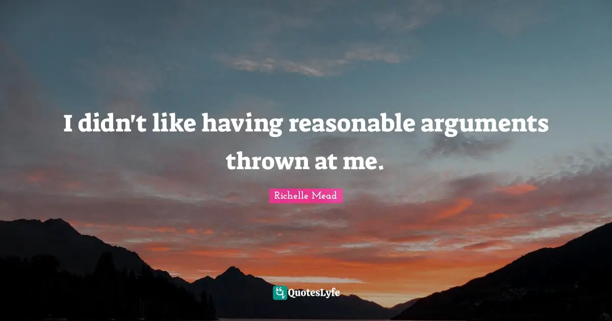 I didn't like having reasonable arguments thrown at me.