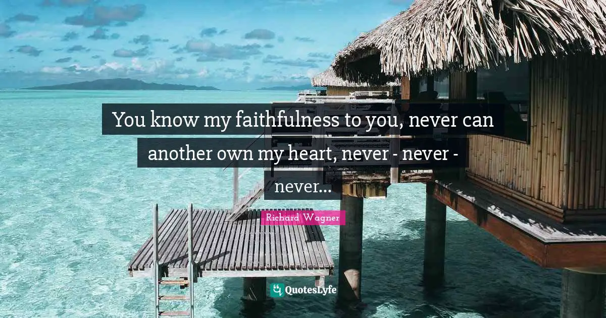 You know my faithfulness to you, never can another own my heart, never - never - never...