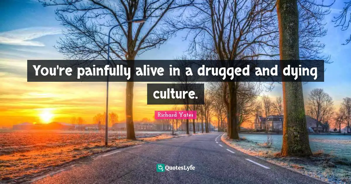 You're painfully alive in a drugged and dying culture.
