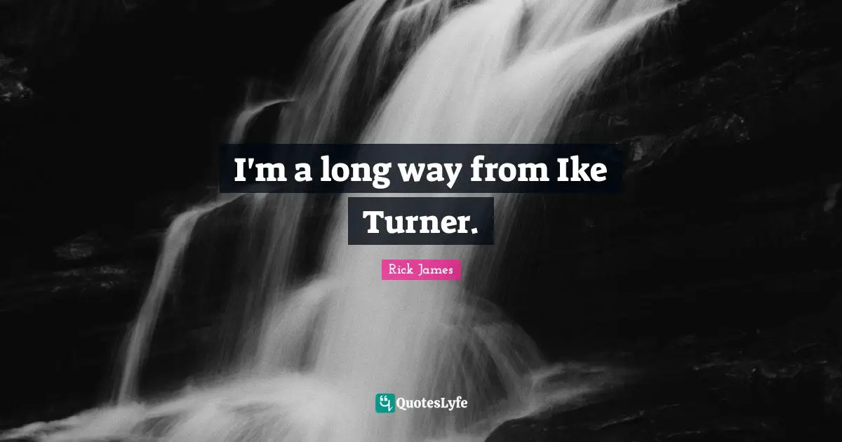 Rick James Quotes: "I'm a long way from Ike Turner."