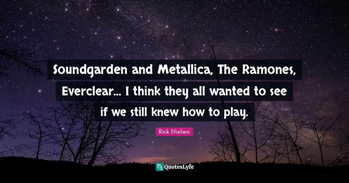 Soundgarden and Metallica, The Ramones, Everclear... I think they all wanted to see if we still knew how to play.
