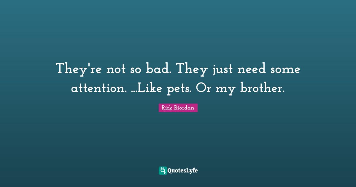 They're not so bad. They just need some attention. ...Like pets. Or my brother.