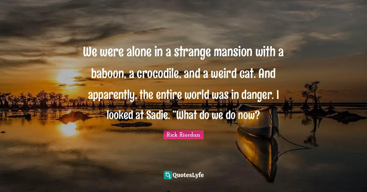 We were alone in a strange mansion with a baboon, a crocodile, and a weird cat. And apparently, the entire world was in danger. I looked at Sadie. “What do we do now?