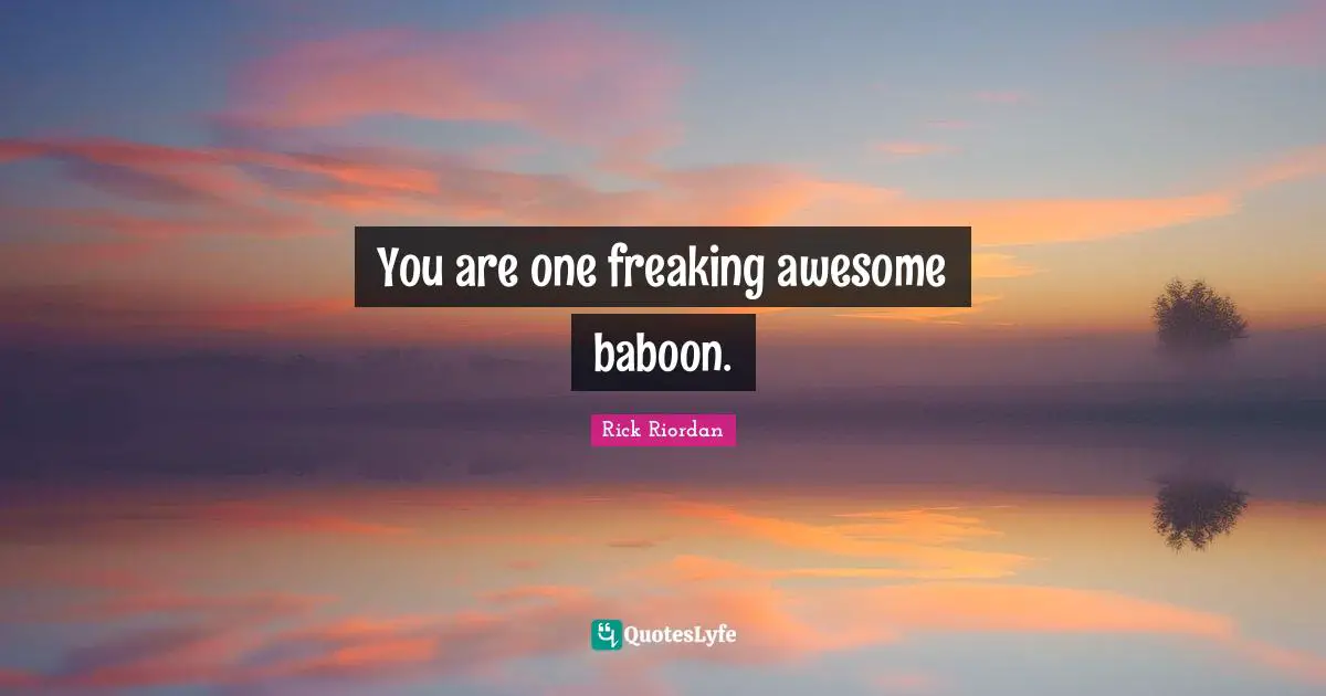You are one freaking awesome baboon.